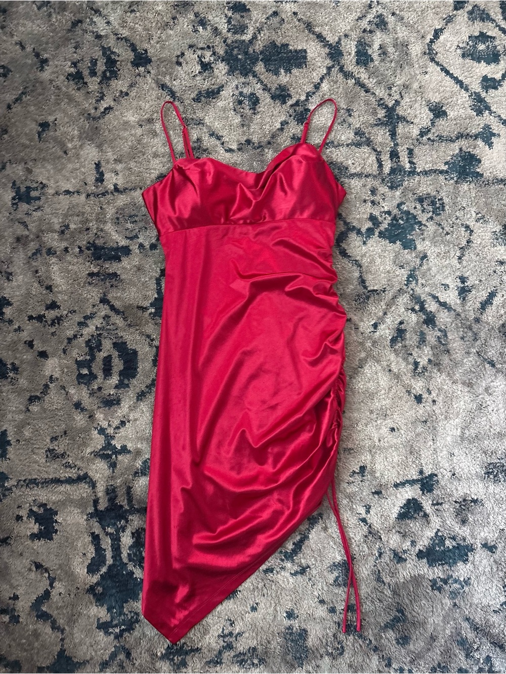 Emerald Sundae Hot Pink Satin Slip Dress with Thin Straps